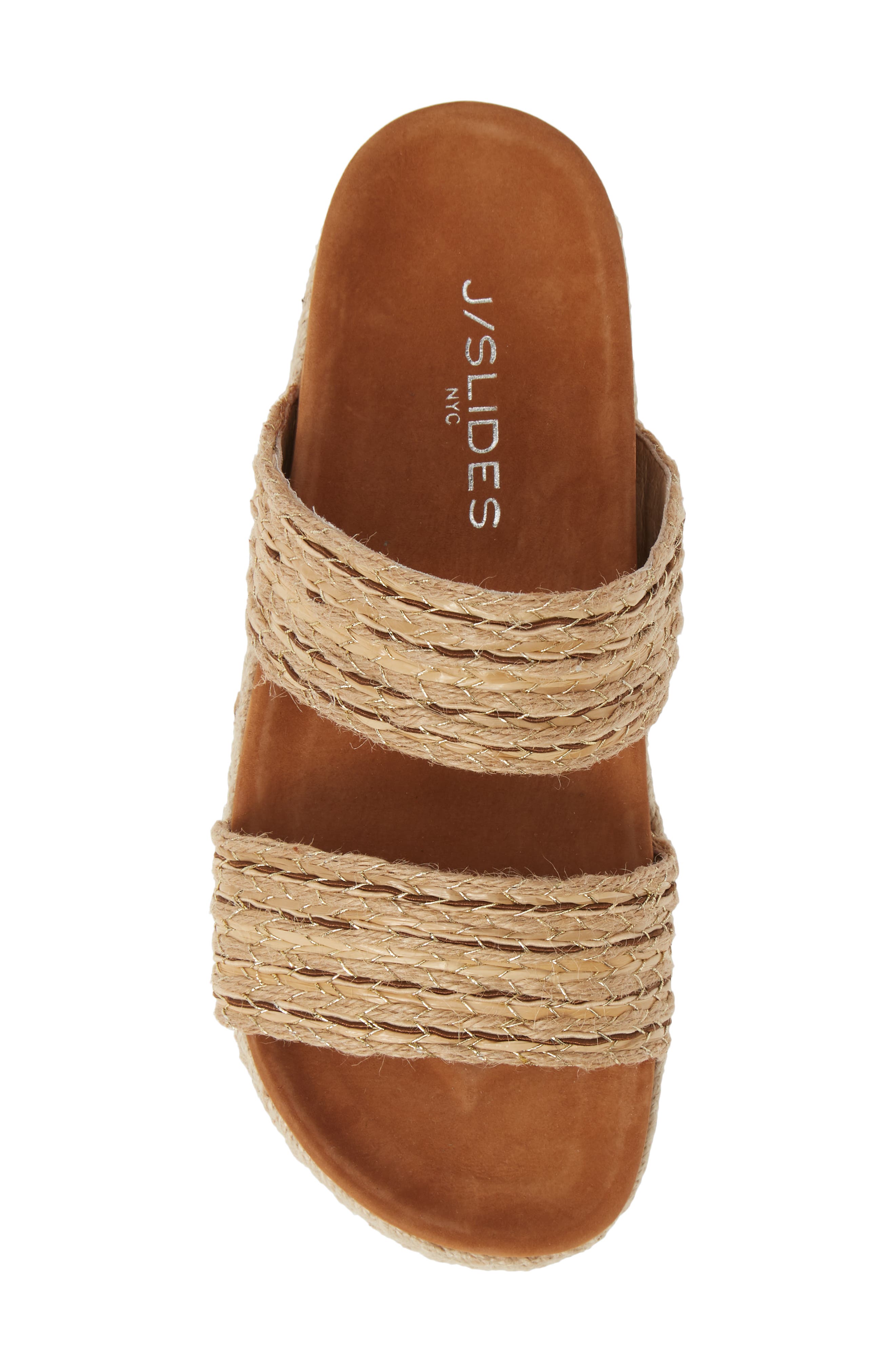 Logan Woven Slide Sandal, Alternate, color, TAN RAFFIA FABRIC