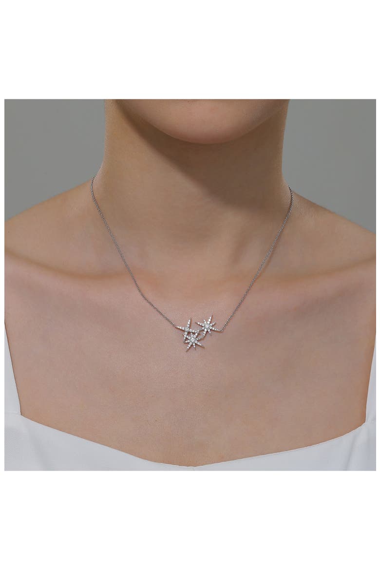 Simulated Diamond Star Cluster Pendant Necklace, Alternate, color, WHITE