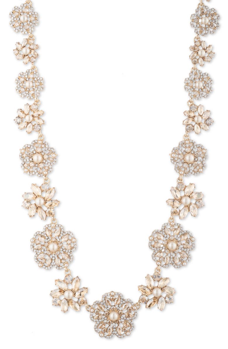 Marchesa Fresh Florals Crystal & Imitation Pearl Necklace, Main, color, 