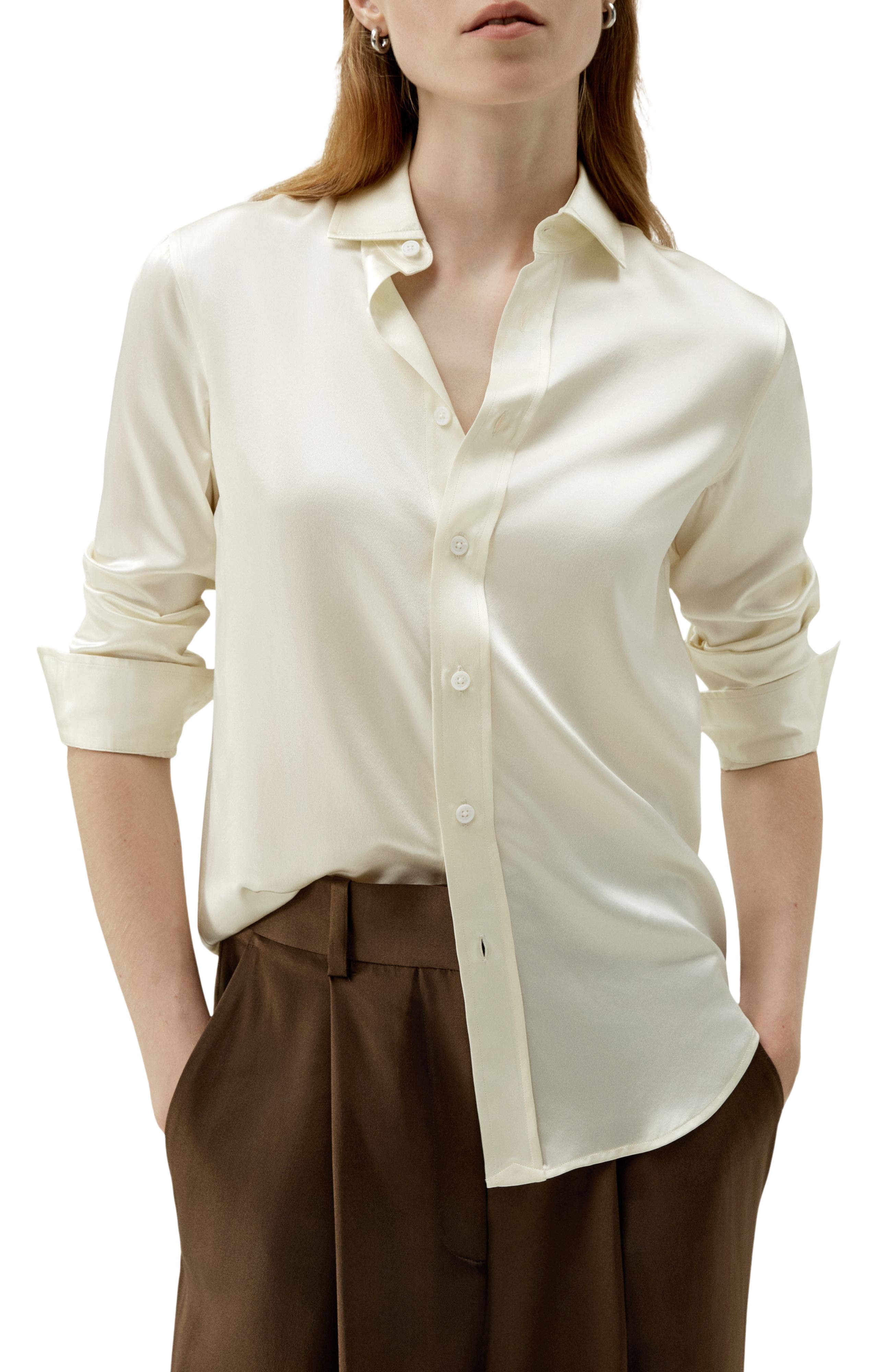 Tailored Button Down Silk Shirt - image 3