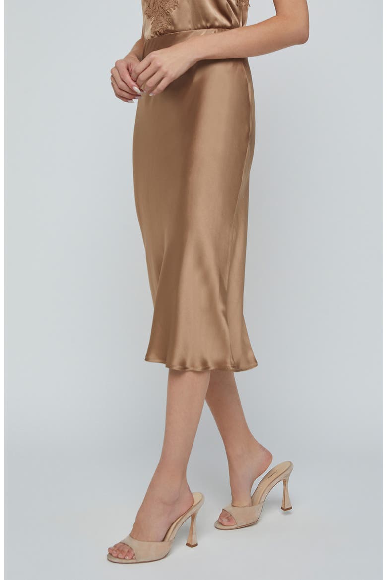 Perin Bias Cut Silk Satin Midi Skirt, Alternate, color, DARK CAPPU