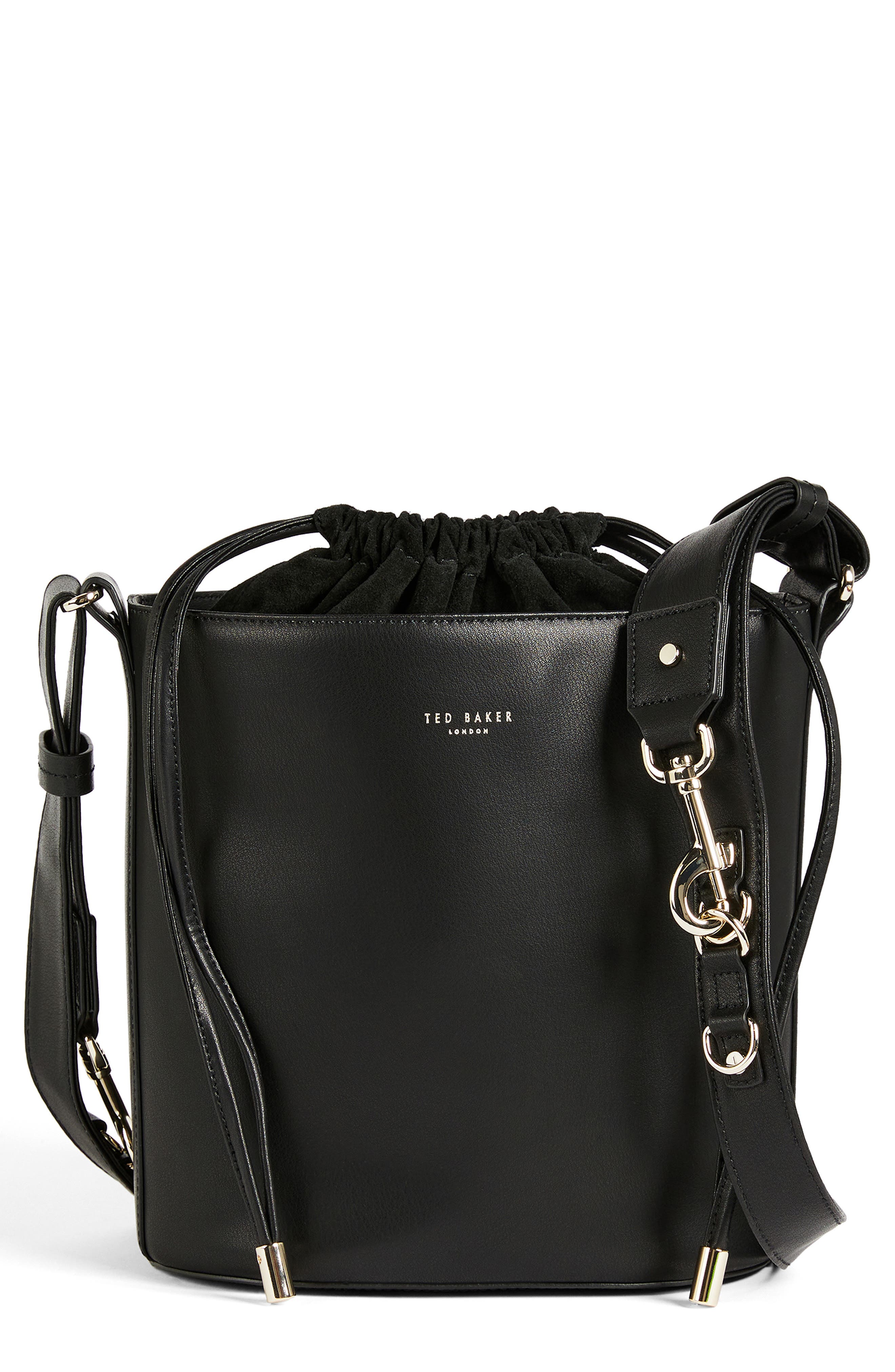 Ted Baker London Equesa Equestrian Bucklet Leather Bucket Bag, Main, color, 