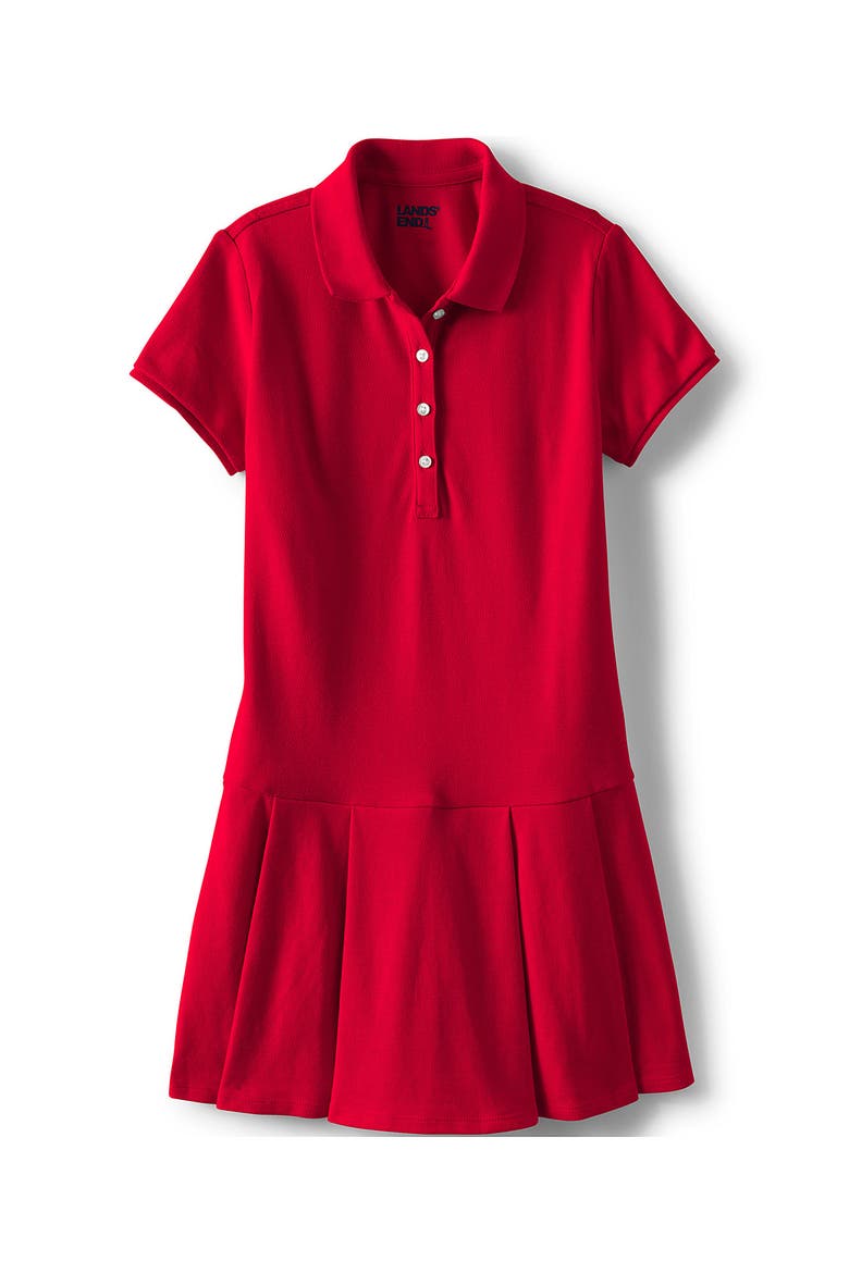 School Uniform Girls Short Sleeve Mesh Pleated Polo Dress, Alternate, color, Red