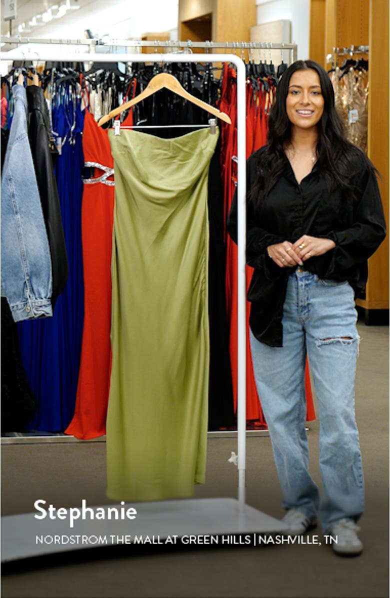 Casette Strapless Satin Cocktail Dress, sales video thumbnail