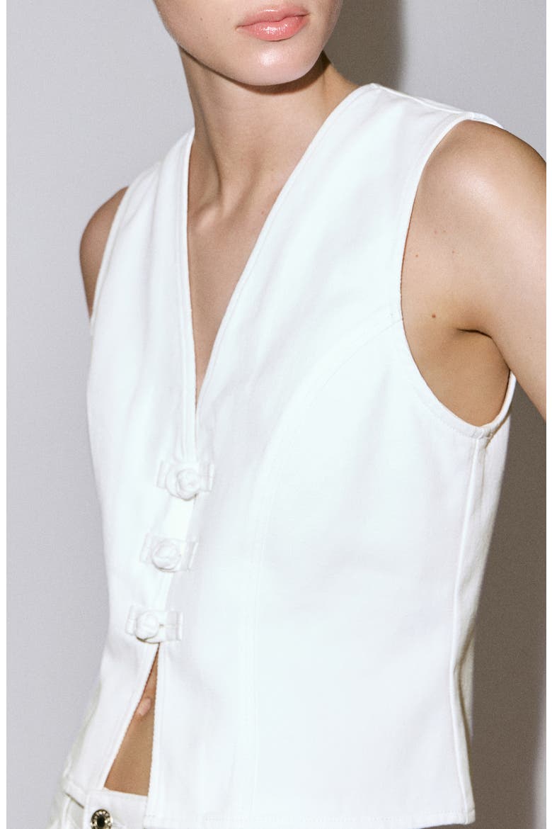 Toggle Denim Top, Alternate, color, WHITE