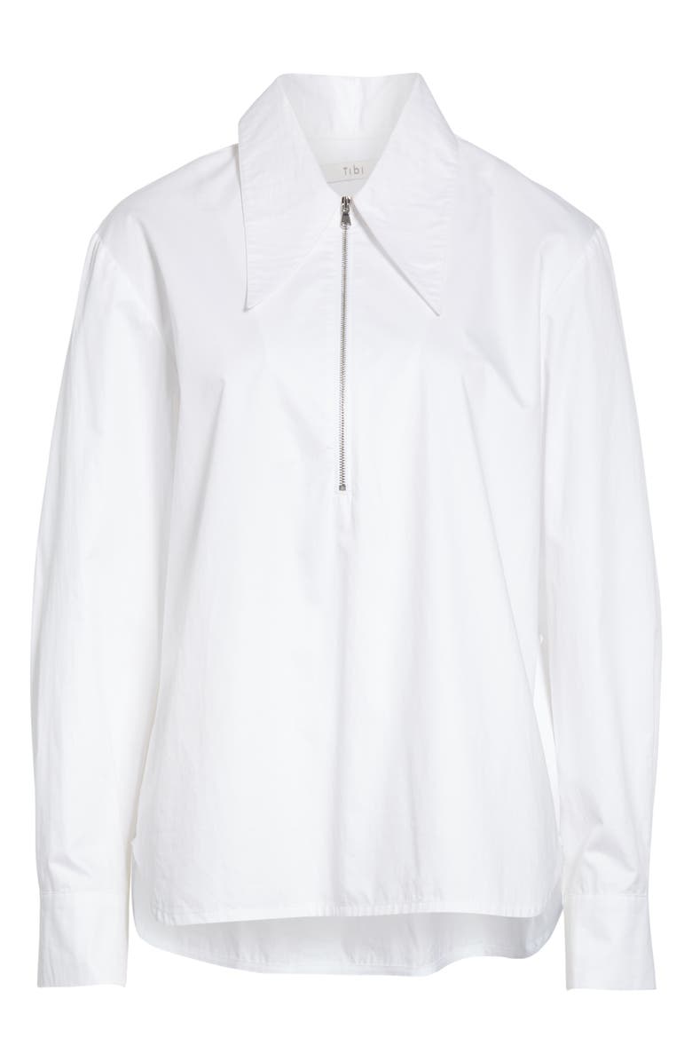 Tibi Front Zip Tech Poplin Shirt, Alternate, color,