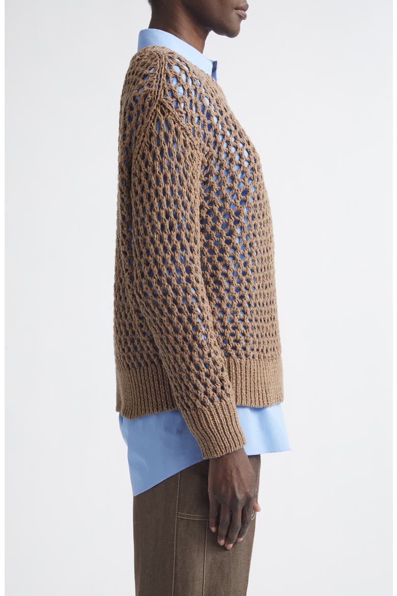 Hand Knit Cotton Open Stitch Sweater, Alternate, color, ROOT MULTI