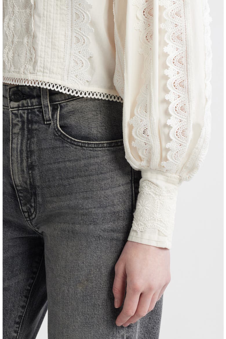 Hart Lace Embroidered Bishop Sleeve Top, Alternate, color, OPTIC WHITE