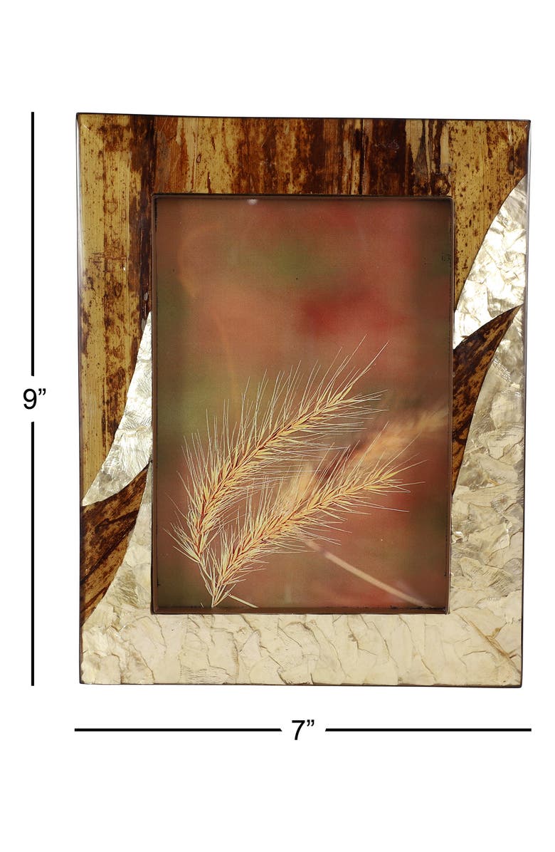 WILLOW ROW Rectangular Inlaid Brown Capiz Shell & Banana Wood Picture Frame, Alternate, color, 