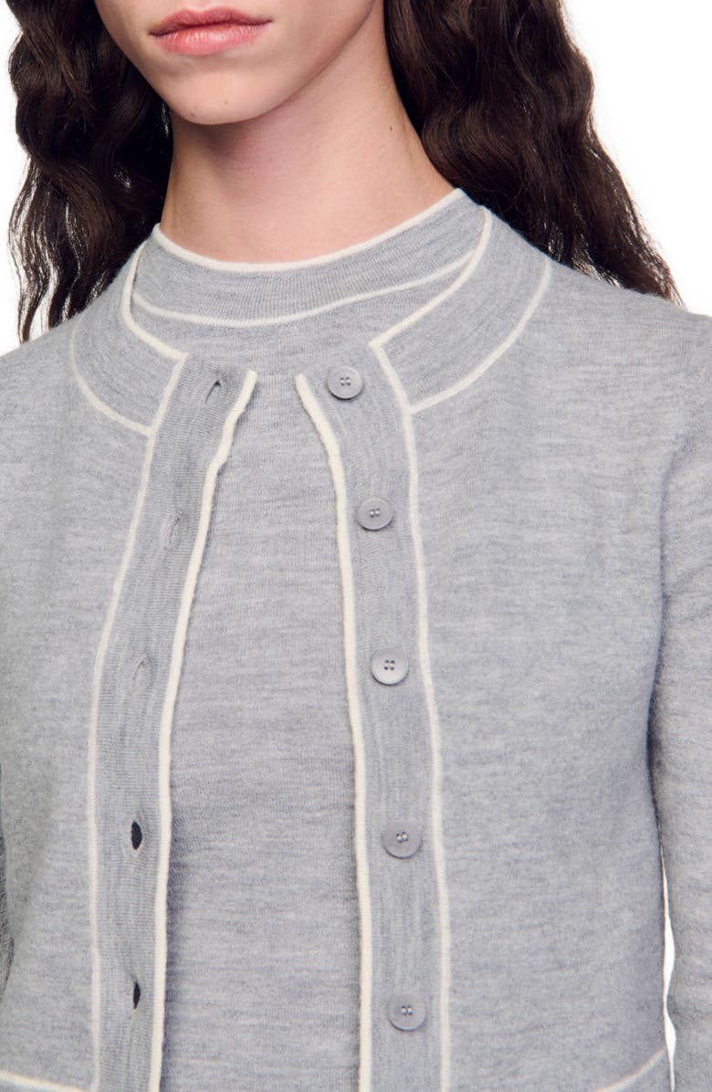 SANDRO Cropped cardigan, Alternate, color, 