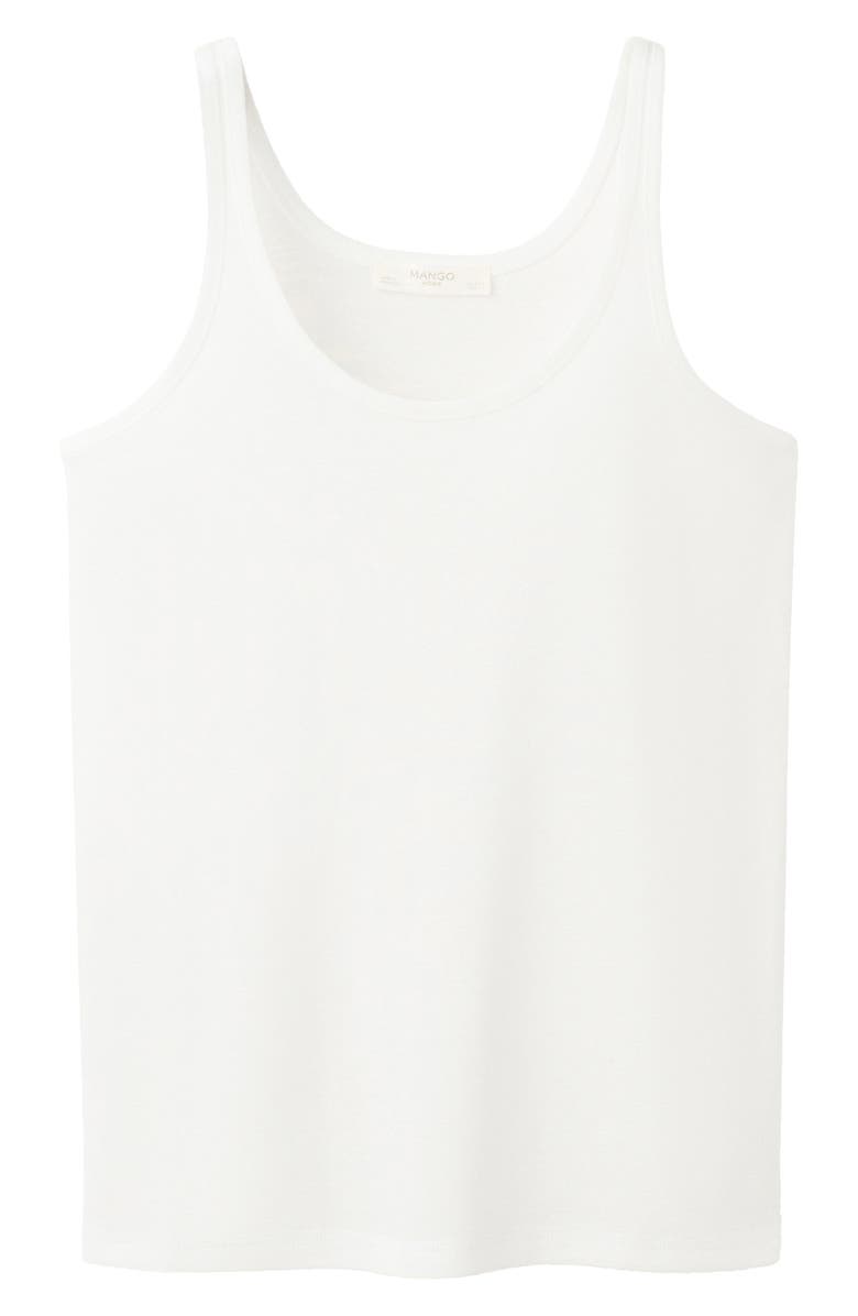 MANGO Scoop Neck Cotton Tank, Alternate, color, White