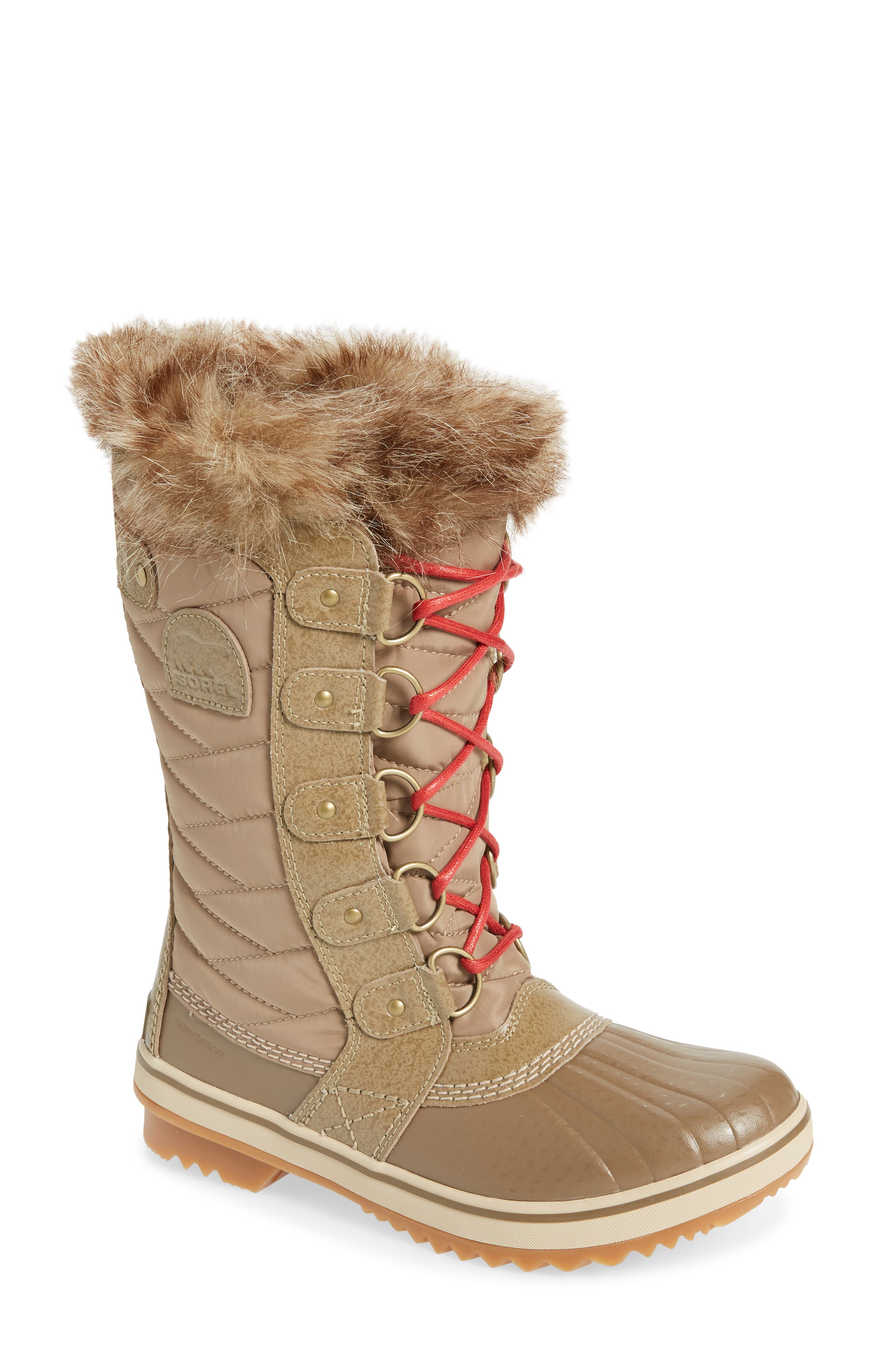 'Tofino II' Faux Fur Lined Waterproof Boot, Main, color, KHAKI II