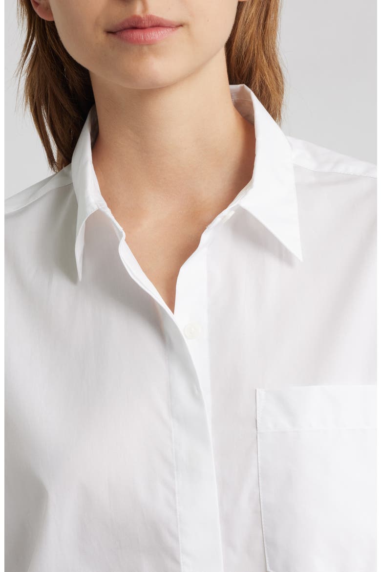 Marin Cotton Crop Button-Up Shirt, Alternate, color, WHITE
