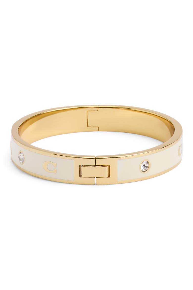 Enamel Bangle Bracelet, Alternate, color, WHITE/ GOLD
