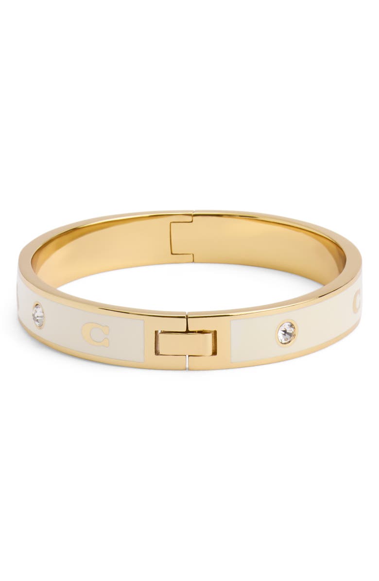 COACH Enamel Bangle Bracelet, Alternate, color, White/ Gold