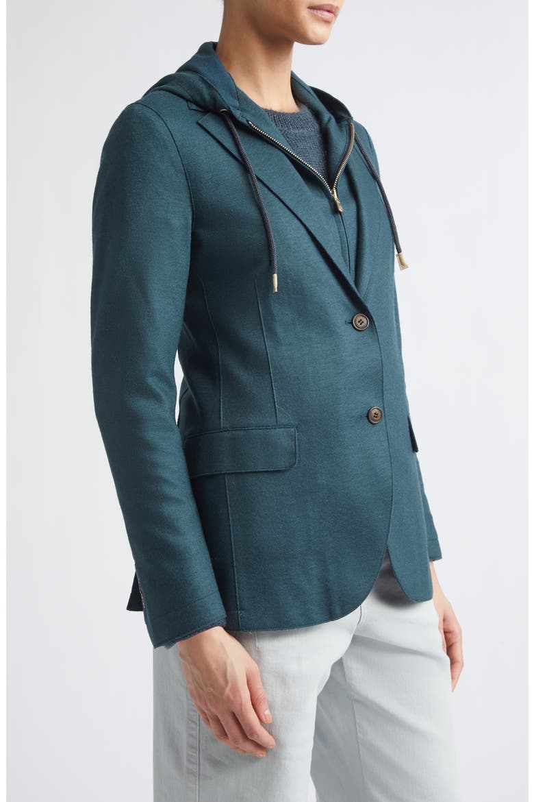 Raw Edge Wool Blend Jacket with Removable Hooded Dickey, Alternate, color, 178 DARK JADE