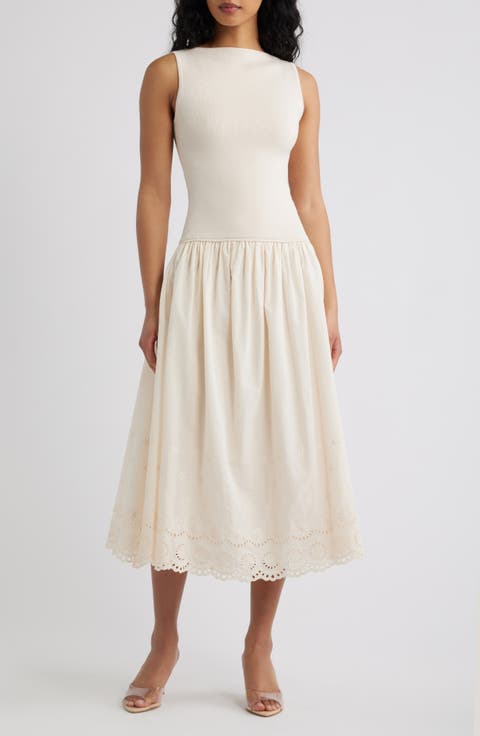 Sleeveless Mixed Media Midi Dress