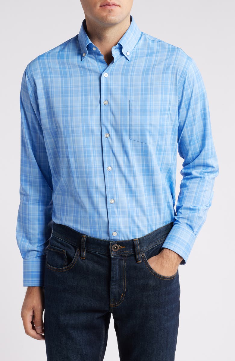 Peter Millar Edmond Plaid Performance Twill Button-Down Shirt, Main, color, 