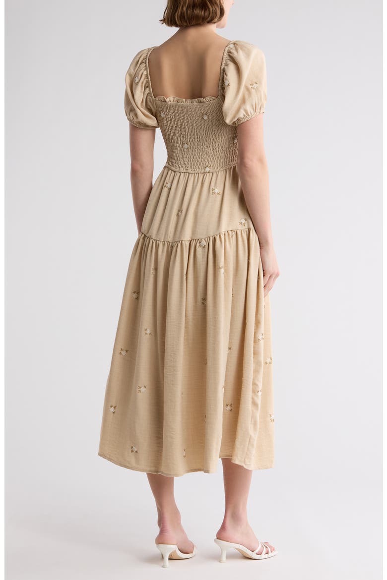 Floral Embroidered Maxi Dress, Alternate, color, KHAKI MULTI