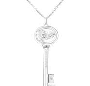 Haus of Brilliance .925 Sterling Silver Diamond Accent Zodiac Key 18" Pendant Necklace