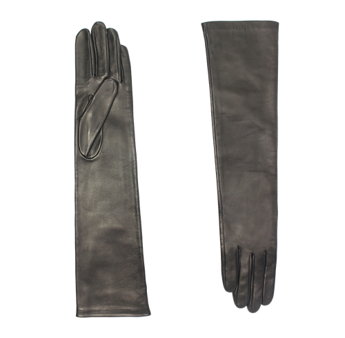 Agnelle Opera Leather Gloves Elbow Length In Brown