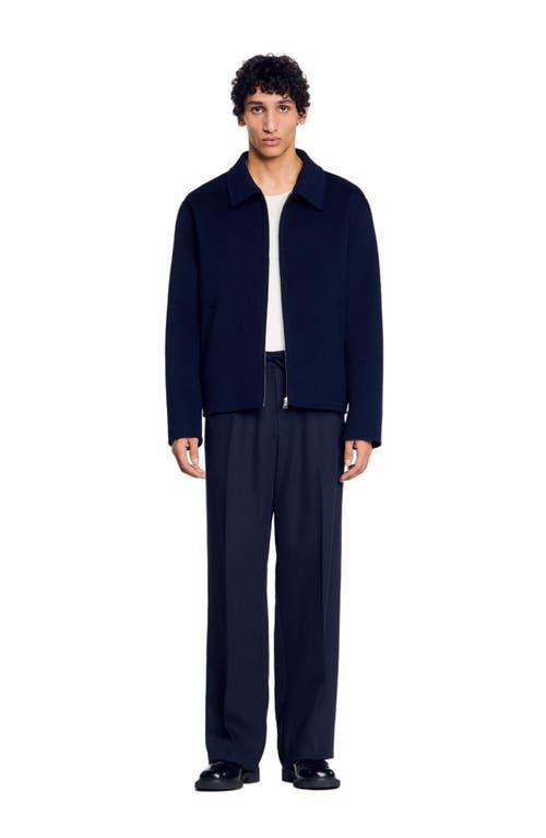 Sandro Double-faced Wool Jacket In Royal Blue