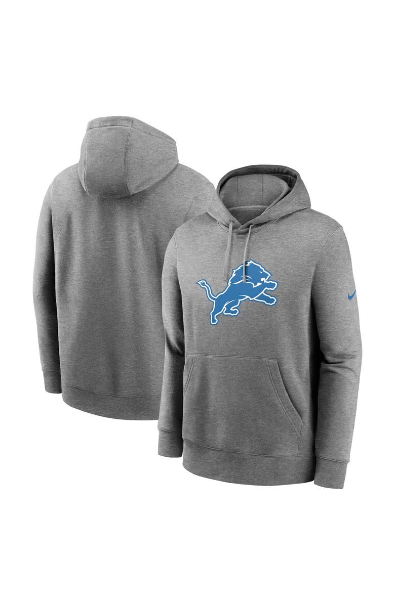 Nike Men's Nike Heather Gray Detroit Lions Club Logo Pullover Hoodie, Main, color, 