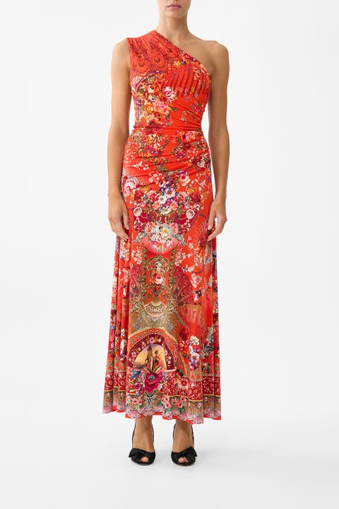 Gathered Jersey One Shoulder Dress