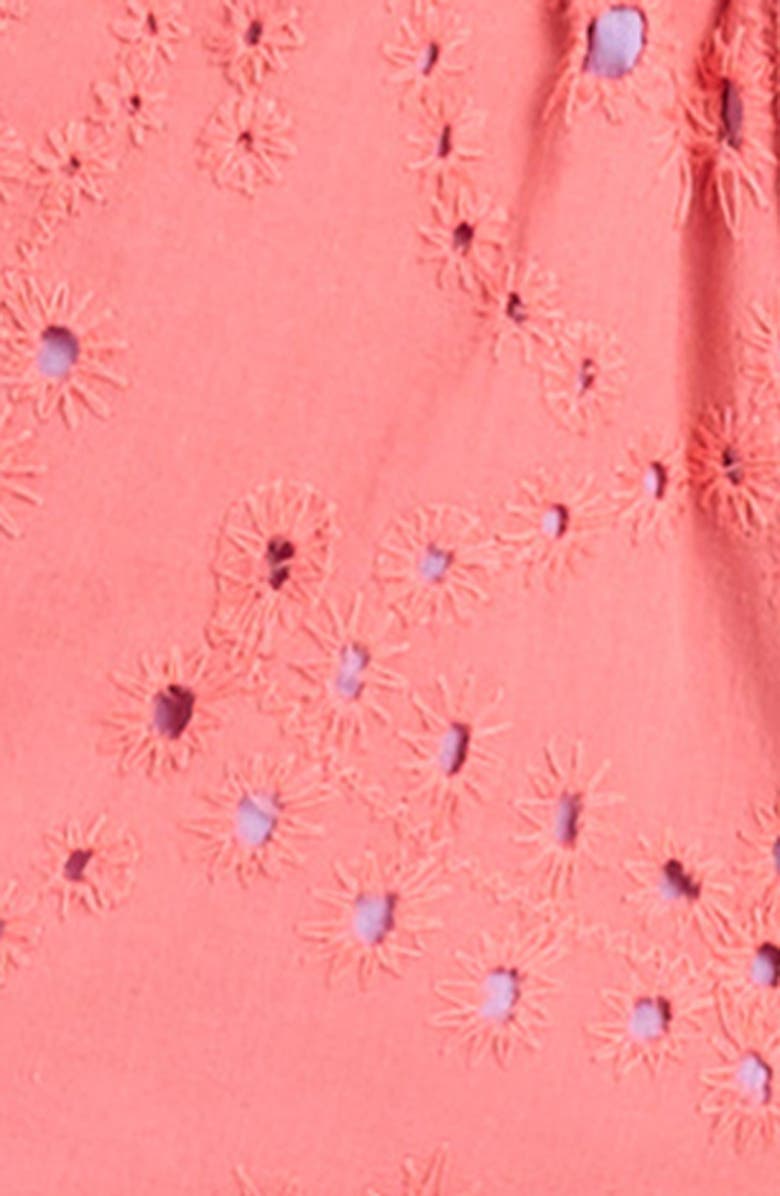 Splendid Poppy Embroidered Cotton Romper, Alternate, color, Geranium
