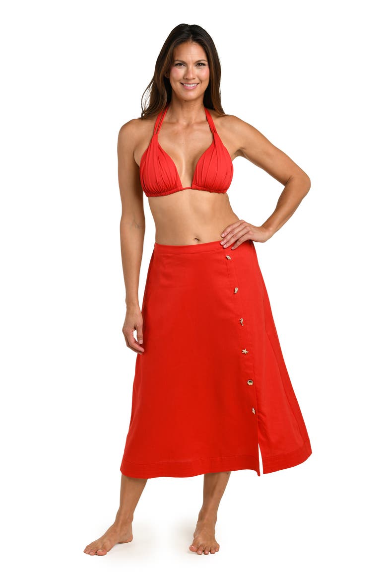 Harbor Breeze Midi Cover-Up Skirt, Alternate, color, RUBY