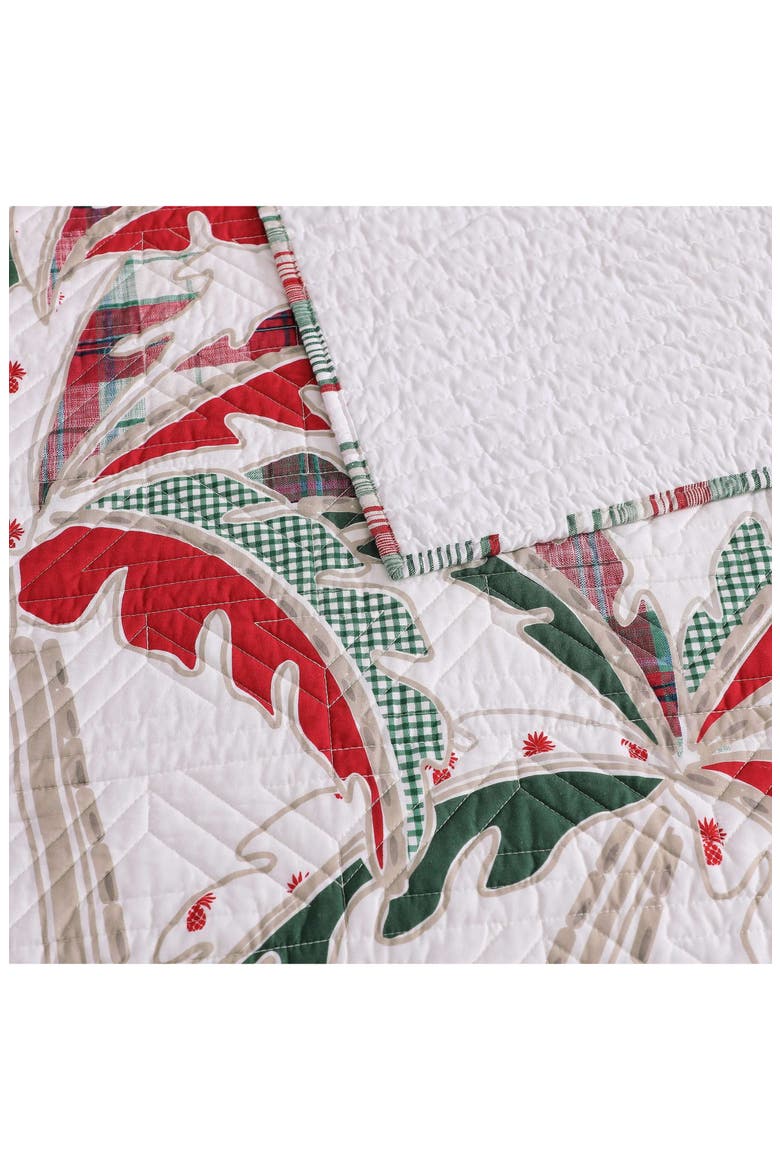 Palm Tree Patchwork Cotton Quilt Set, Alternate, color, RED/ GREEN
