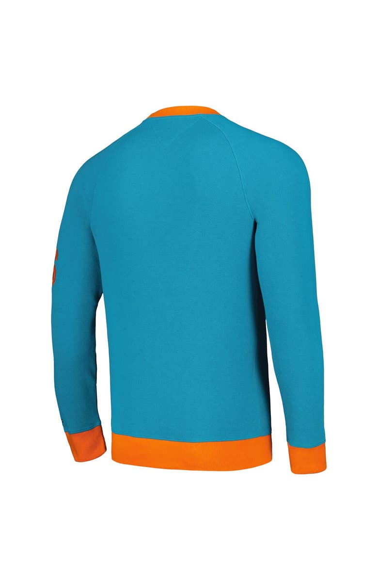 Tommy Hilfiger Men's Tommy Hilfiger Aqua Miami Dolphins Reese Raglan Tri-Blend Pullover Sweatshirt, Alternate, color, Aqua