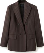 MANGO Double Breasted Pinstripe Blazer
