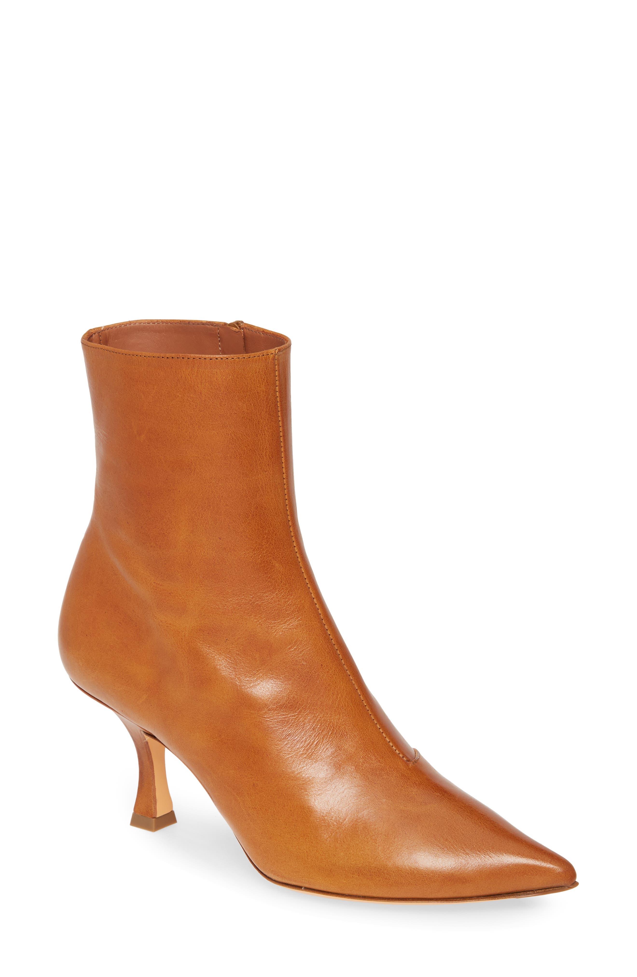 Calfskin Leather Ankle Boot, Main, color, TAN