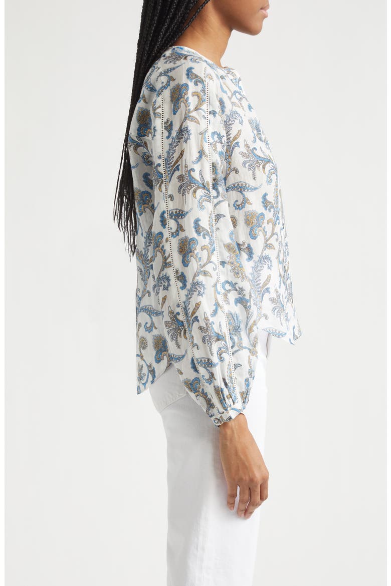 Soleil Paisley Print Button-Up Top, Alternate, color, DOVE MULTI