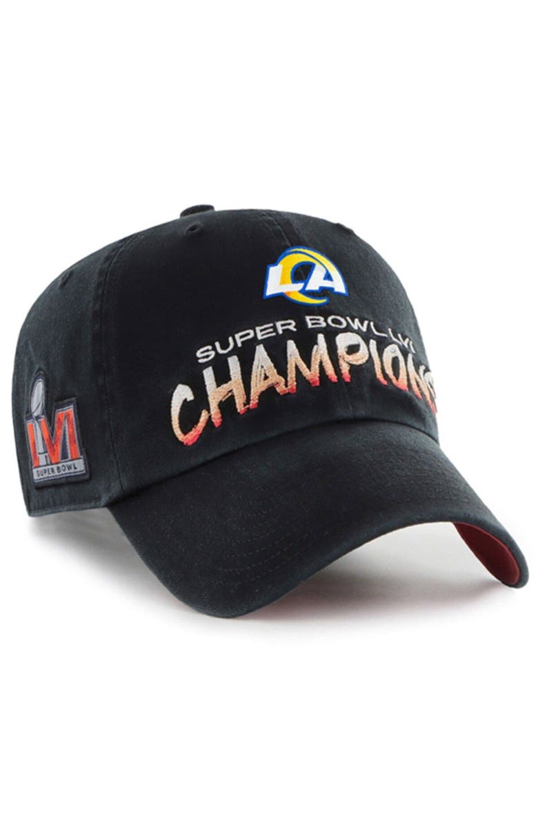 '47 Men's '47 Black Los Angeles Rams Super Bowl LVI Champions Sunset Clean Up Adjustable Hat, Main, color, 