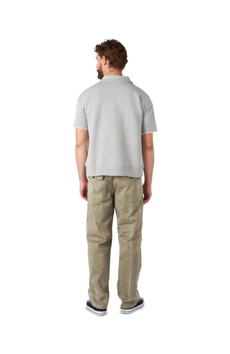 Fortela York Brushed Jersey Quarter Zip Collared Short Sleeve Sweatshirt, Alternate, color, Melange