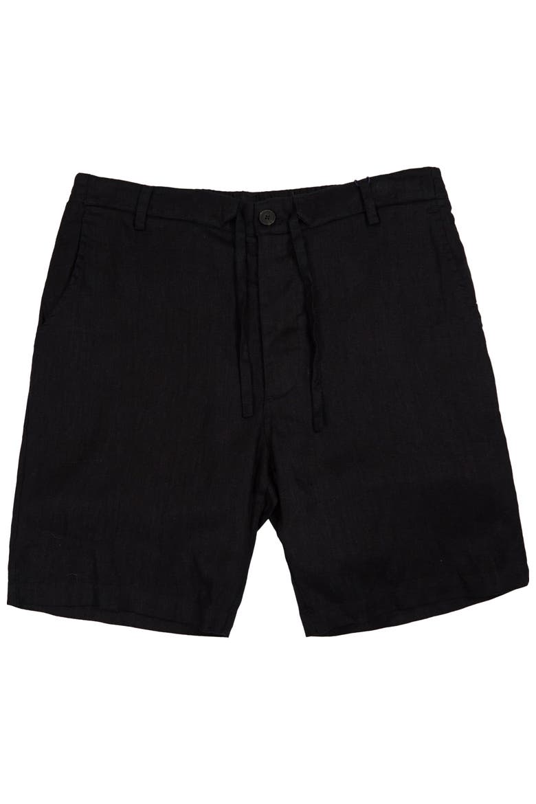 Solid Linen Drawstring Short, Alternate, color, BLACK