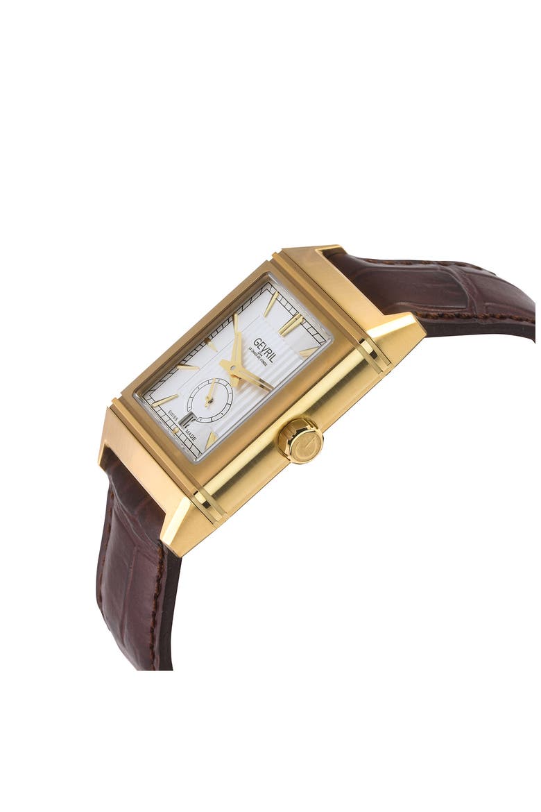 Time Square Swiss Automatic Leather Strap Watch, 31mm x 43mm, Alternate, color, BROWN