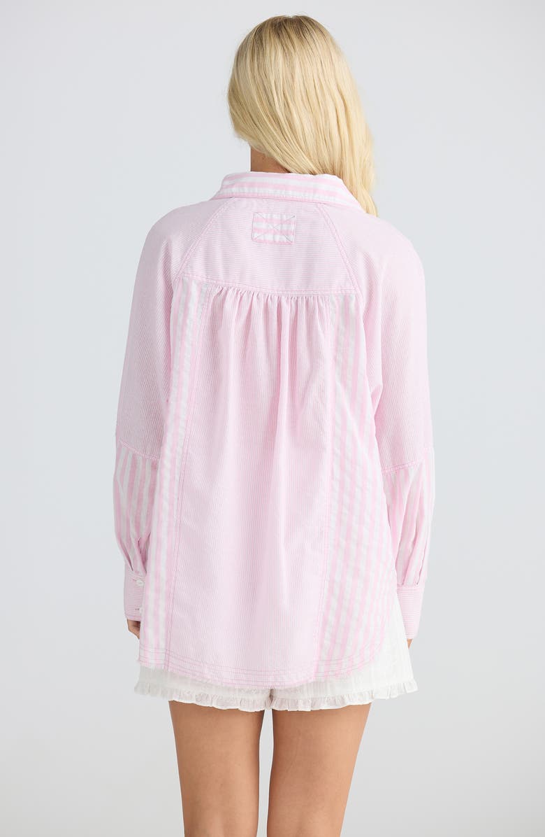 Talisman the Label Yellowstone Oversize Stripe Raw Edge Cotton Button-Up Shirt, Alternate, color,