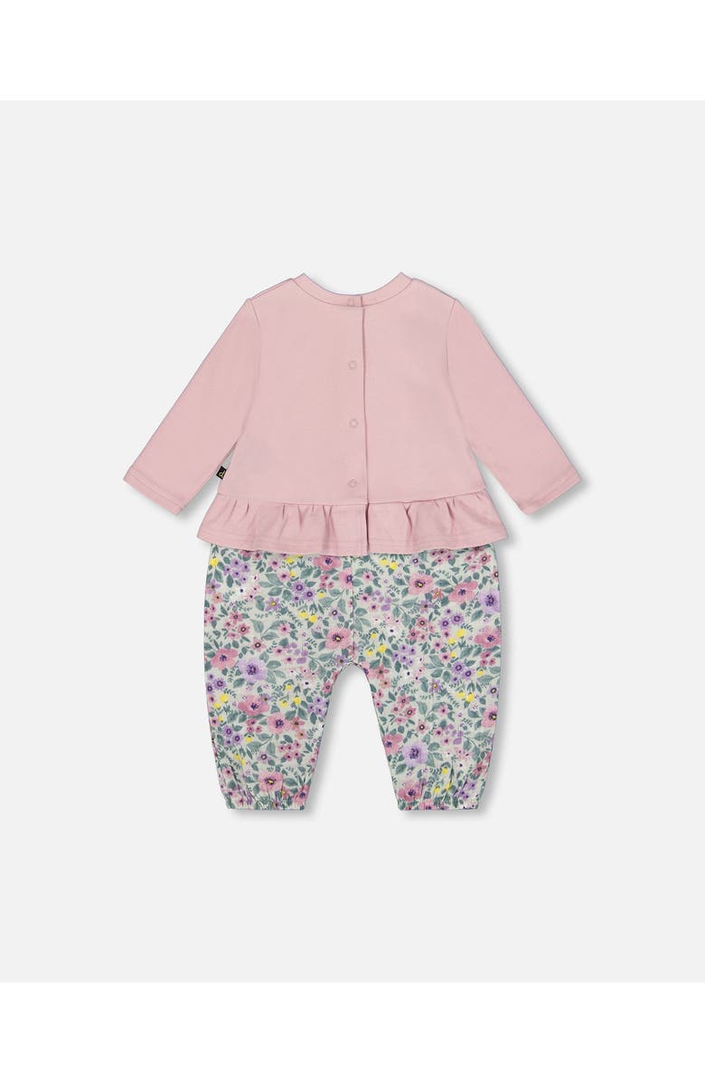 Deux par Deux Organic Cotton Bi-Material Romper, Main, color, Neutral Purple