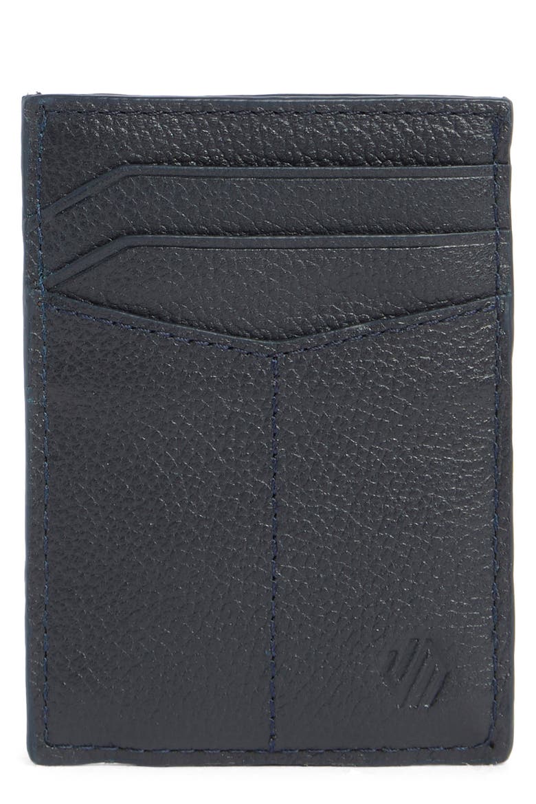 Pebbled Leather Cardholder Wallet, Main, color, NAVY