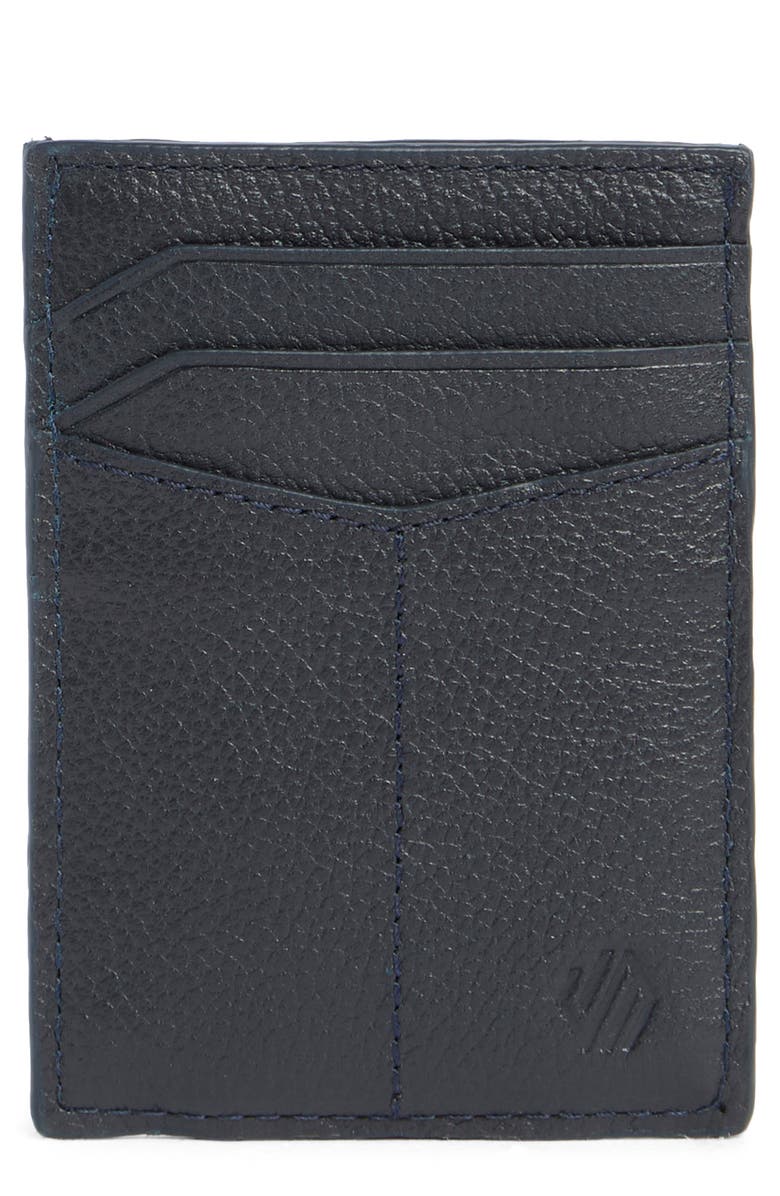 Johnston & Murphy Pebbled Leather Cardholder Wallet, Main, color, Navy