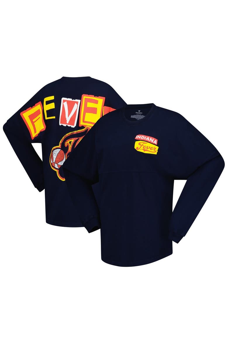Women's Spirit Jersey Navy Indiana Fever Patches Oversized Long Sleeve T-Shirt, Main, color, Navy