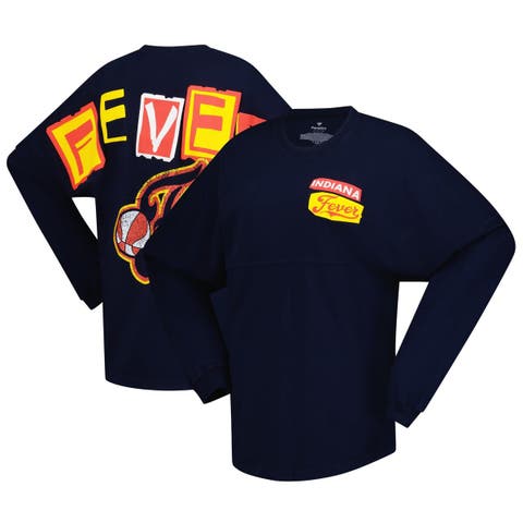 Women's Spirit Jersey Navy Indiana Fever Patches Oversized Long Sleeve T-Shirt