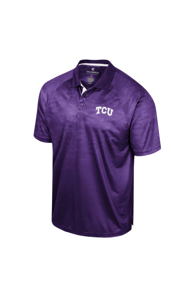 COLOSSEUM Men's Colosseum Purple TCU Horned Frogs Honeycomb Raglan Polo, Alternate, color, 