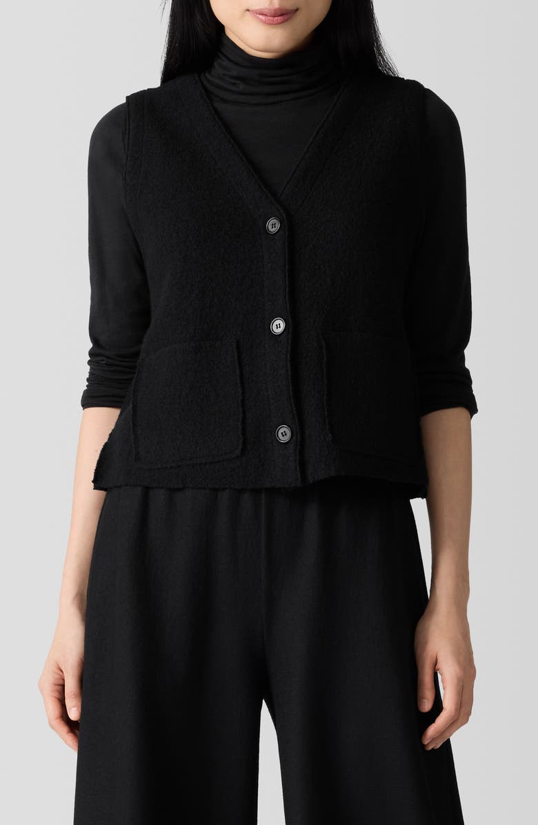 Eileen Fisher Button Front Wool Vest, Main, color,