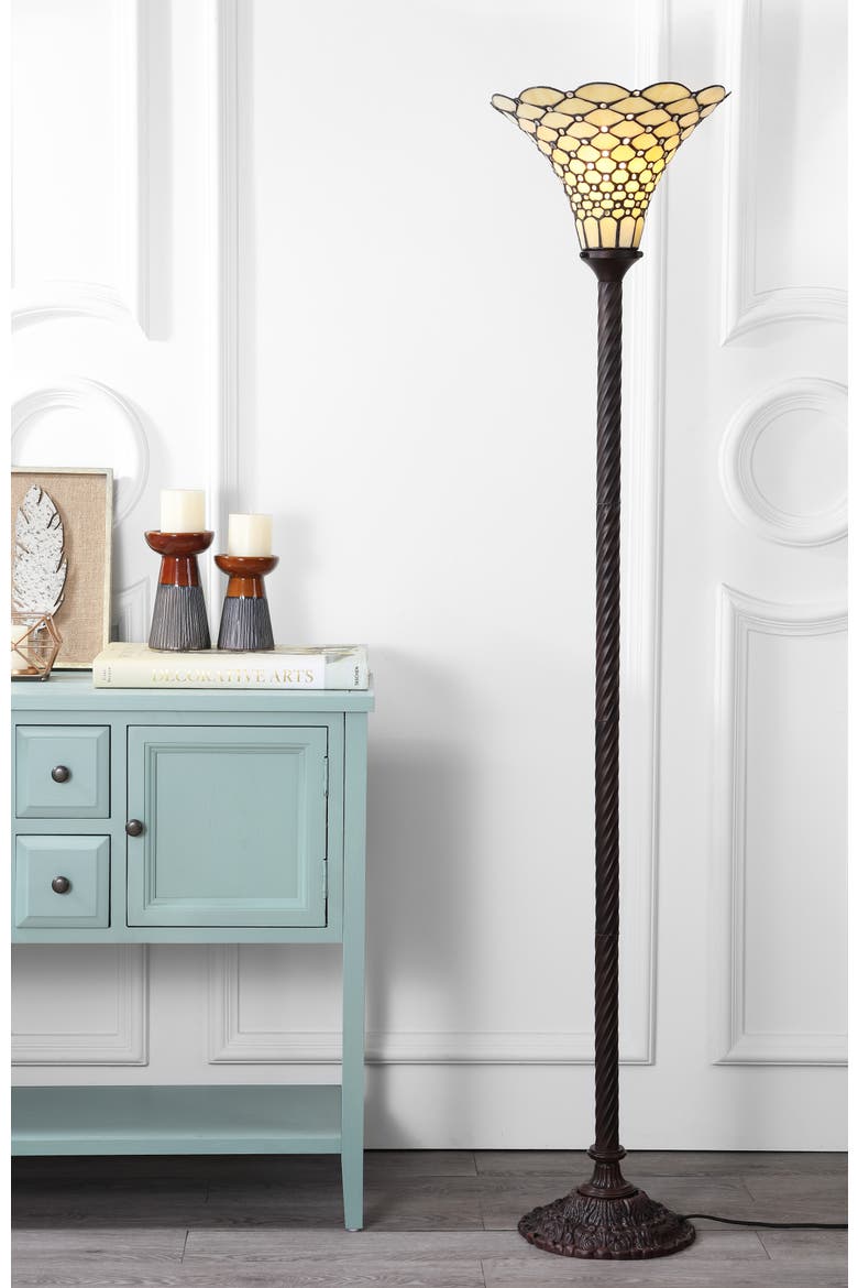 White Tiffany-Style 70" Torchiere LED Floor Lamp, Bronze, Alternate, color, Bronze