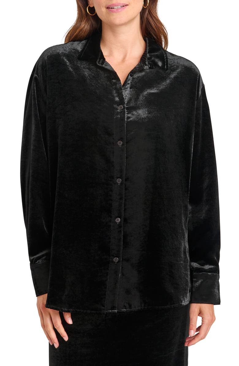 Splendid Velvet Button-Up Shirt, Main, color, Black