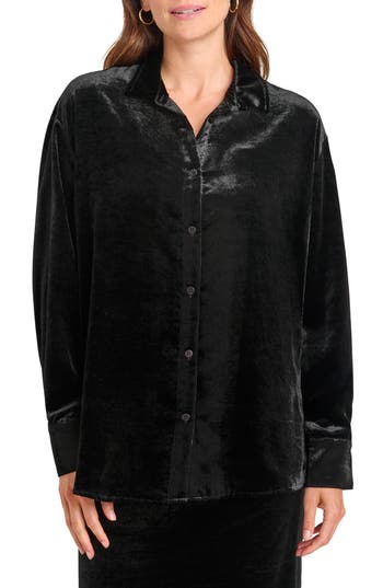Splendid Lia Velvet Shirt In Black